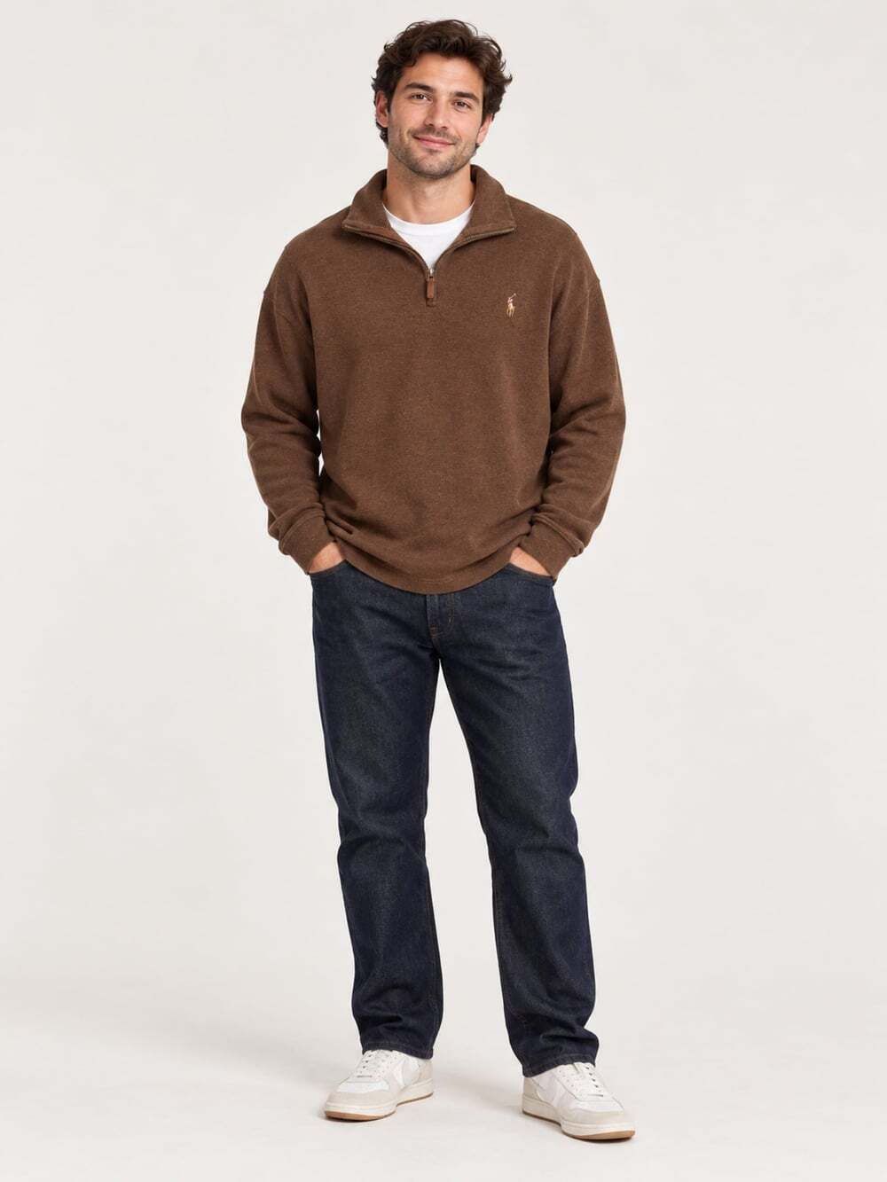 Polo Ralph Lauren Estate Rib Quarter Zip Sweater Men’s XXL Brown Pony